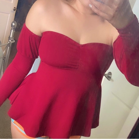 SHEIN Tops - NWOT: Red Long Sleeve Blouse ♥️